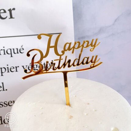 Golden happy birthday cake topper