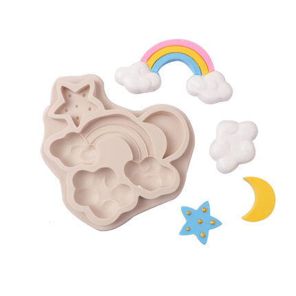 3D Rainbow cloud star moon Silicone mould