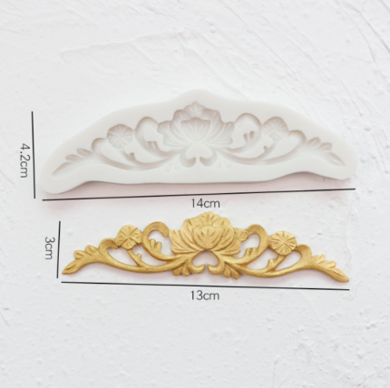 Classic European Embossed lotus flower boarder silicone Mould