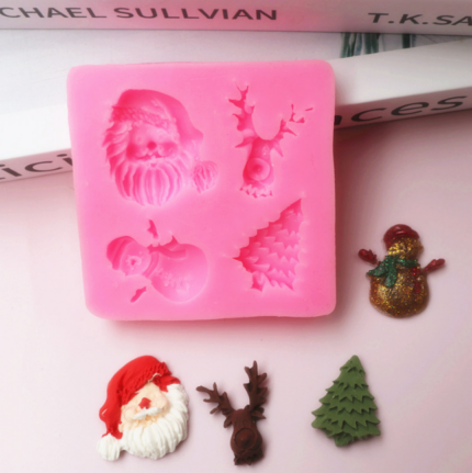 1Pcs Christmas Tree Santa Claus  Snowman Silicone Mould