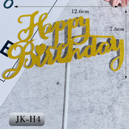 2 pcs Golden Happy Birthday Cake Topper