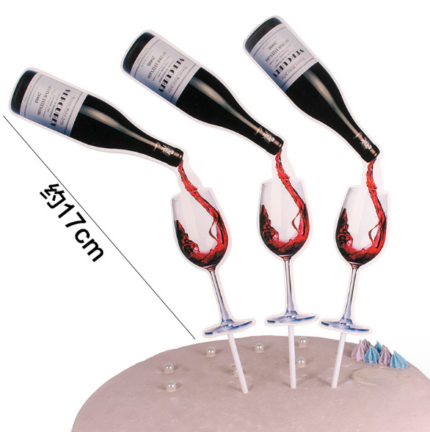 3 piece wine Cake Topper set