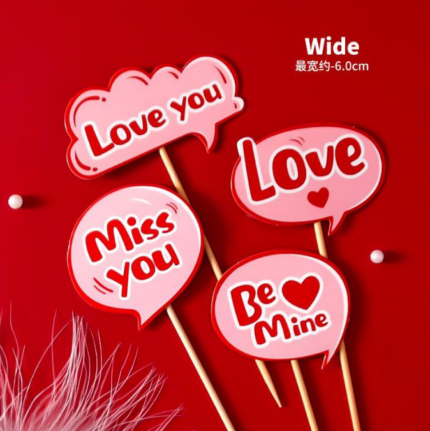 4 pcs I love you cake topper