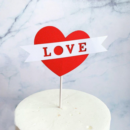 1 pcs red heart love topper