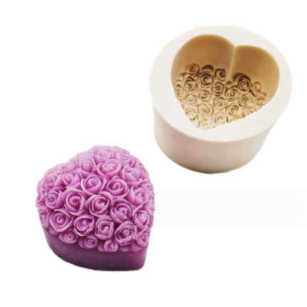 Heart roses silicone mould