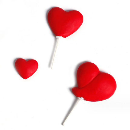 3 pcs Red 3d heart cake topper