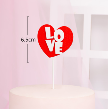 1 pcs red heart with love cake topper