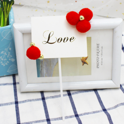 1 Pcs Love topper with red balls cake topper