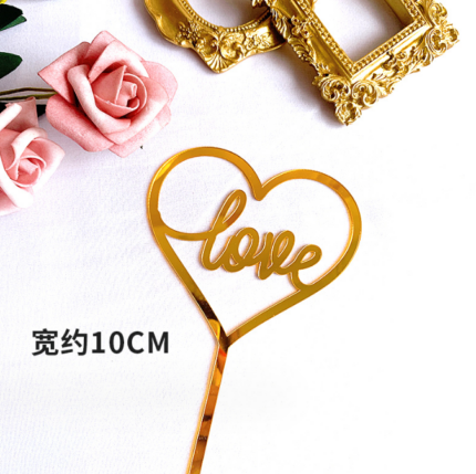 1 pcs Heart shaped love acrylic topper cake topper