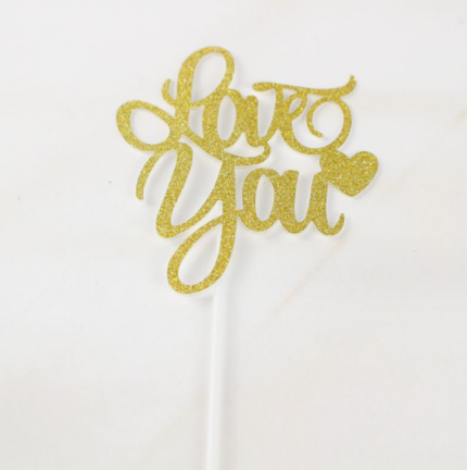 2 pcs Love you with heart cake topper