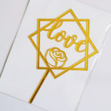 1pcs love with flower cake topper