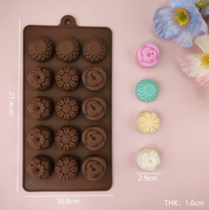 3 different flower Chocolate silicone Mould
