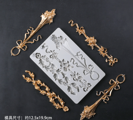 European Style Retro Embossed Flower Pattern chain boarder Lace Silicone Mould