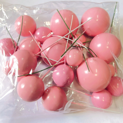 20 pcs Light pink round mixed sizes faux balls