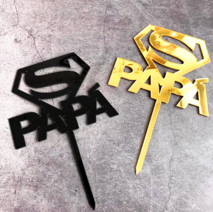 Super man logo papa dad cake topper