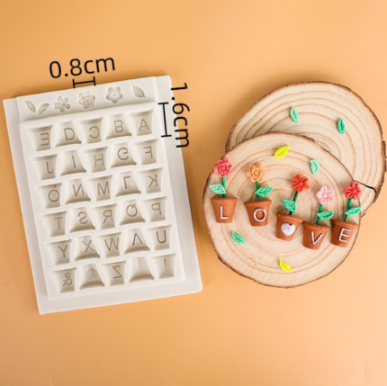 Flower pot alphabet Silicone Mould
