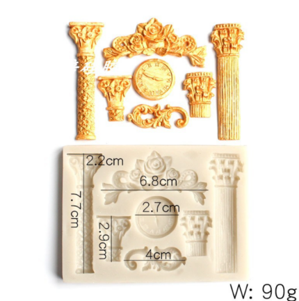 Classic Pillar with clock classic motif silicone mould