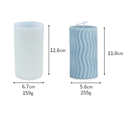 Wavy wave shaped silicone candle mould