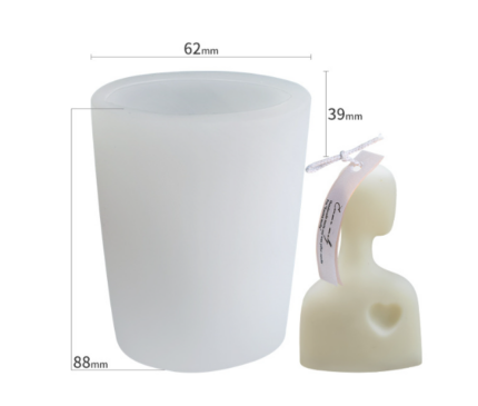 Lady with heart silicone candle mould