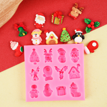 Christmas Snowman Santa Bells theme silicone mould