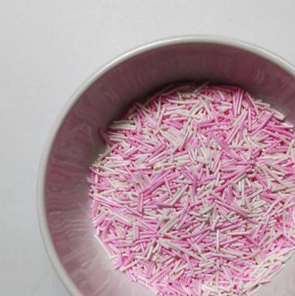 Pastel Pink and White Vermicelli  Sprinklers 100gm