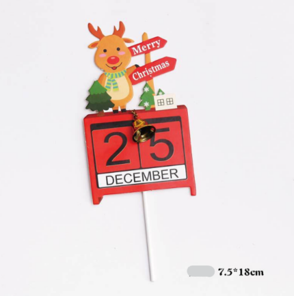1 pcs Red Merry Christmas with bell cake topper