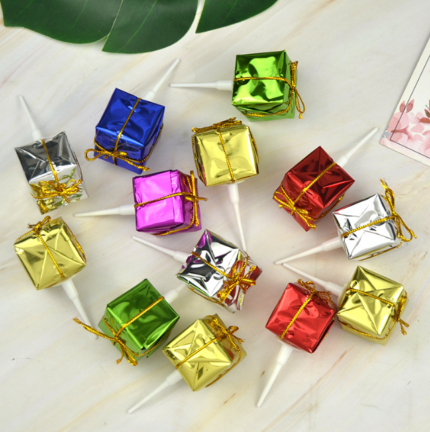 5 pcs Mixed Colour gift box cake topper