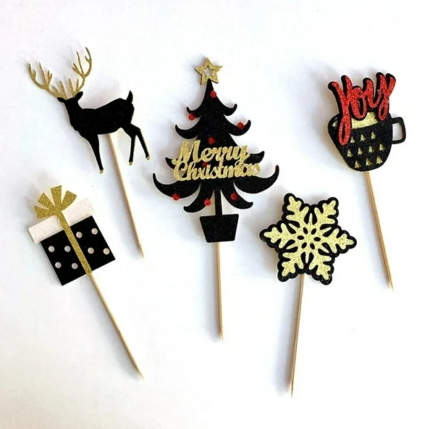 5 pcs Christmas theme cake cupcake topper set style 8