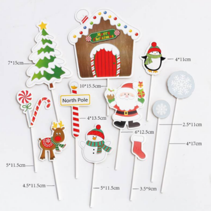 11 pcs Christmas theme cake topper style 1