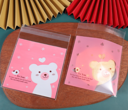 Cute white Teddy pink 100pcs Cookie Candy Sleeve