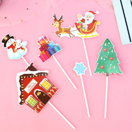 6 pcs Christmas theme cake topper style 11