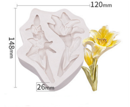 Large 2 Lily Flower silicone mould