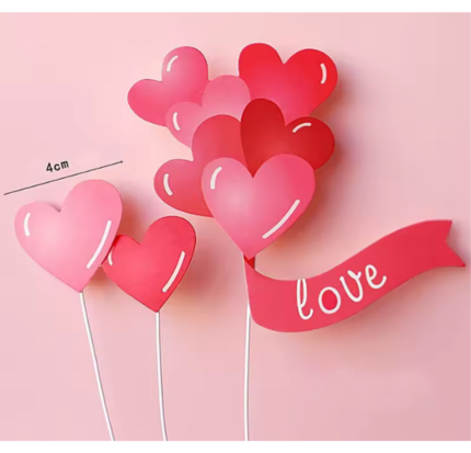 3 pcs Love heart cake topper set STYLE 2
