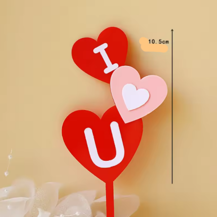 Red and Pink I Love you Double acrylic cake topper Style 2