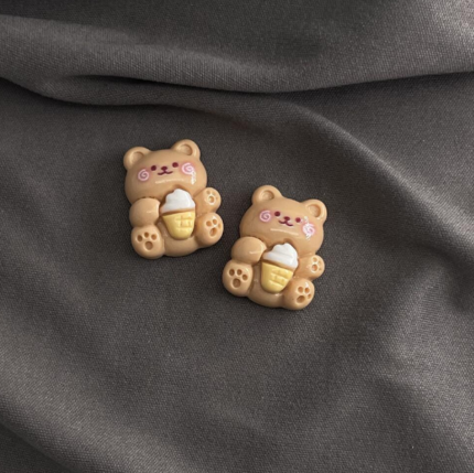 3 Pcs Teddy Bear with ice-cream Miniature toy topper