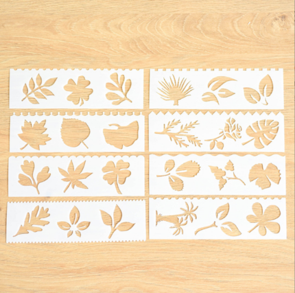 8 pcs Leaves Theme Decoration icing Stencils set