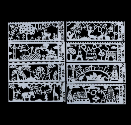 8 pcs Travel Vacation around the world Decoration icing Stencils set