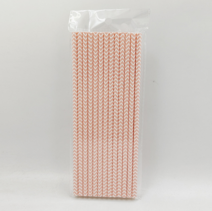 25pcs Pink Zig Zag Printed Straws