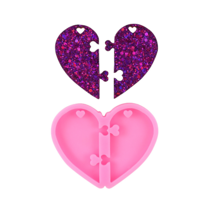 Couple Heart puzzle silicone mould