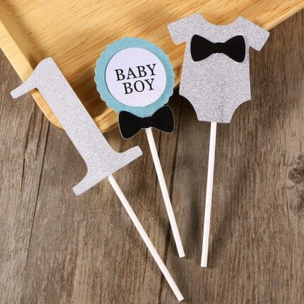 3 piece baby boy Cake Topper