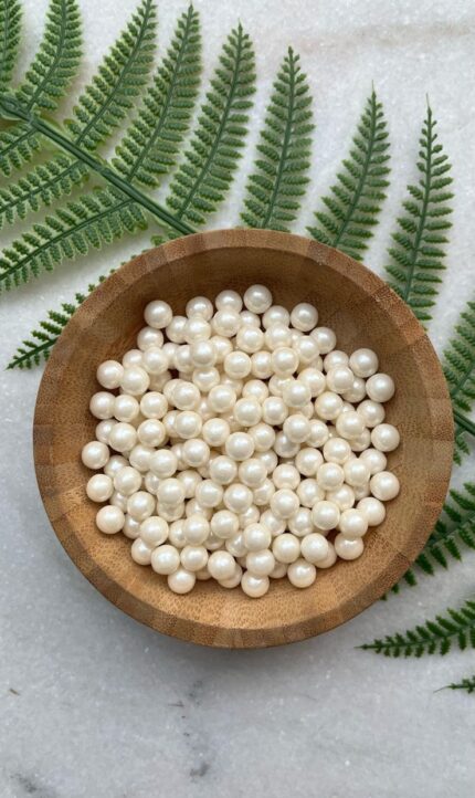 White Edible Pearl Sprinklers (4mm) 100gm