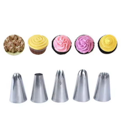 5 pcs Icing Piping Nozzle set (2f, 2a, 1m, 2d, 6b)