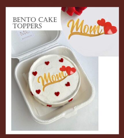 Mom with Red Heart acrylic cake topper Style 2