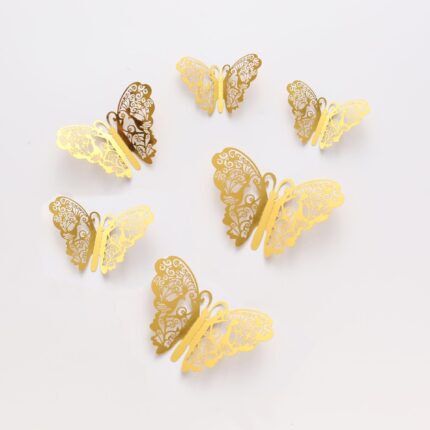 12 pcs Golden Metallic Butterfly topper set Style 8