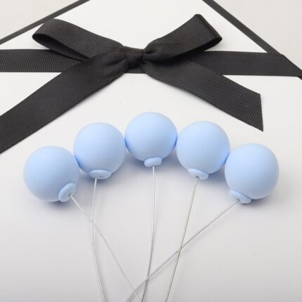 5 Pcs Light Blue velvet faux Ball set (2.5 cm diameter)