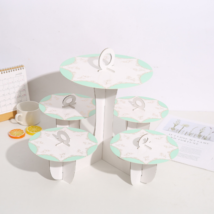 5 Plates Cupcake Display Stand Cake Holder Cupcake stand ( Green )