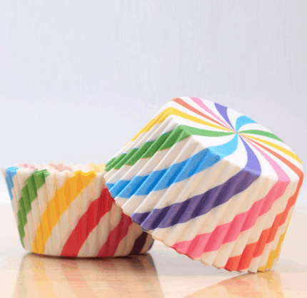 100 pcs Rainbow spiral theme Cake Cups / Muffin Cups