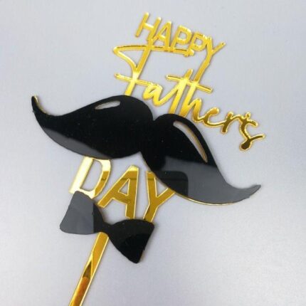 Happy Fathers day with Golden Bow cake topper Style 10