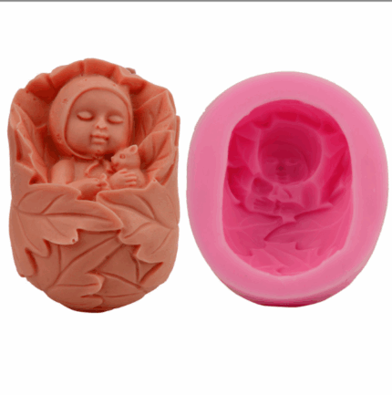 3D Sleeping Baby wrapped in leaf silicone mould