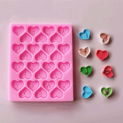 Heart Shaped Alphabet Upper case Silicone Mould Style